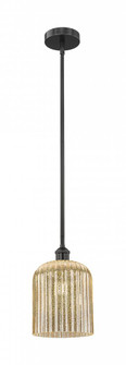 Bridal Veil - 1 Light - 5 inch - Matte Black - Stem hung - Mini Pendant (3442|616-1S-BK-G559-8ME)