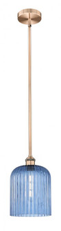 Bridal Veil - 1 Light - 5 inch - Antique Copper - Stem hung - Mini Pendant (3442|616-1S-AC-G559-8BL)