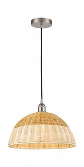 Natural Ballston Dome - 1 Light - 16 inch - Brushed Satin Nickel - Cord hung - Mini Pendant (3442|616-1P-SN-NBD2-16-NAT)