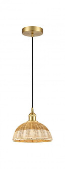 Natural Ballston Dome - 1 Light - 6 inch - Satin Gold - Cord hung - Mini Pendant (3442|616-1P-SG-NBD2-9-NAT)