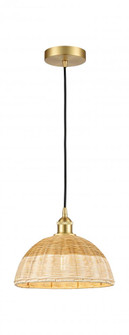 Natural Ballston Dome - 1 Light - 12 inch - Satin Gold - Cord hung - Mini Pendant (3442|616-1P-SG-NBD2-12-NAT)