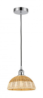 Natural Ballston Dome - 1 Light - 9 inch - Polished Chrome - Cord hung - Mini Pendant (3442|616-1P-PC-NBD2-9-NAT)