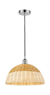Natural Ballston Dome - 1 Light - 6 inch - Polished Chrome - Cord hung - Mini Pendant (3442|616-1P-PC-NBD2-16-NAT)