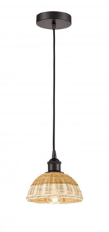 Natural Ballston Dome - 1 Light - 6 inch - Oil Rubbed Bronze - Cord hung - Mini Pendant (3442|616-1P-OB-NBD2-75-NAT)