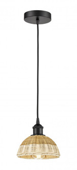 Natural Ballston Dome - 1 Light - 6 inch - Matte Black - Cord hung - Mini Pendant (3442|616-1P-BK-NBD2-75-NAT)