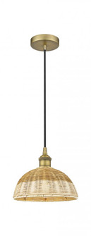 Natural Ballston Dome - 1 Light - 9 inch - Brushed Brass - Cord hung - Mini Pendant (3442|616-1P-BB-NBD2-9-NAT)