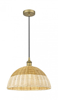 Natural Ballston Dome - 1 Light - 16 inch - Brushed Brass - Cord hung - Mini Pendant (3442|616-1P-BB-NBD2-16-NAT)