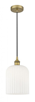 Bridal Veil - 1 Light - 5 inch - Brushed Brass - Cord hung - Mini Pendant (3442|616-1P-BB-G559-8GWH)
