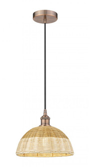 Natural Ballston Dome - 1 Light - 12 inch - Antique Copper - Cord hung - Mini Pendant (3442|616-1P-AC-NBD2-12-NAT)