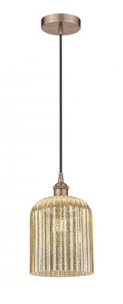 Bridal Veil - 1 Light - 5 inch - Antique Copper - Cord hung - Mini Pendant (3442|616-1P-AC-G559-8ME)