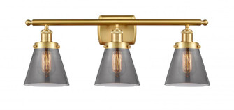 Cone - 3 Light - 26 inch - Satin Gold - Bath Vanity Light (3442|916-3W-SG-G63)