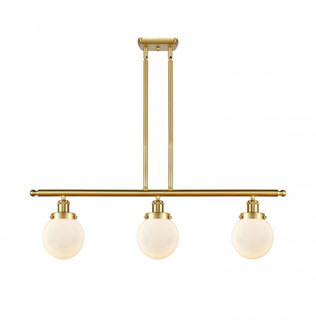 Beacon - 3 Light - 36 inch - Satin Gold - Stem Hung - Island Light (3442|916-3I-SG-G201-6)