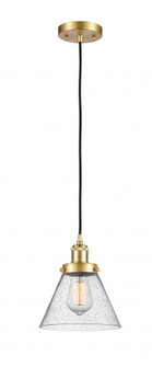 Cone - 1 Light - 8 inch - Satin Gold - Cord hung - Mini Pendant (3442|916-1P-SG-G44)