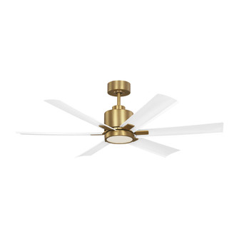 Flera Smart 52 LED Ceiling Fan in Burnished Brass with Matte White Blades (38|6FLSM52BBSD)