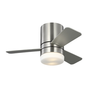 Era 32 Hugger LED Ceiling Fan in Brushed Nickel w/ Silver/American Walnut Reversible Blades & Lt Kit (38|3ERHR32BSD)