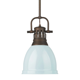 Yep by Golden Lighting Duncan 1-light 9in Rod Hung Pendant in Rubbed Bronze and Seafoam shade (36|3604-S RBZ-SF)