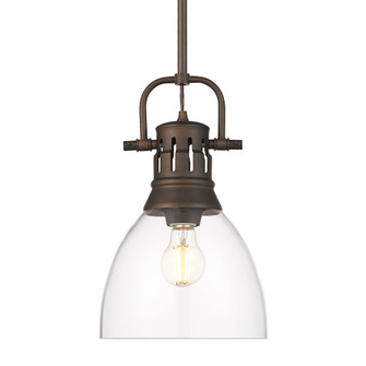Yep by Golden Lighting Duncan 1-light 9in rod hung Pendant in Rubbed Bronze and Clear Glass (36|3604-S RBZ-CLR)