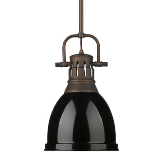 Yep by Golden Lighting Duncan 1-light 9in Rod Hung Pendant in Rubbed Bronze and Black shade (36|3604-S RBZ-BK)