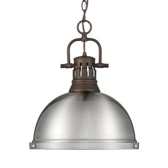 Yep by Golden Lighting Duncan 1-light 14in Chain Hung Pendant in Rubbed Bronze and Pewter shade (36|3602-L RBZ-PW)