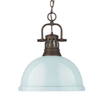 Yep by Golden Lighting Duncan 1-light 14in Chain Hung Pendant in Rubbed Bronze and Seafoam shade (36|3602-L RBZ-SF)
