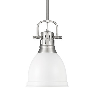 Yep by Golden Lighting Duncan 1-light 9in Rod Hung Pendant in Pewter and Matte White shade (36|3604-S PW-WHT)