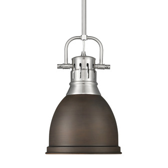 Yep by Golden Lighting Duncan 1-light 9in Rod Hung Pendant in Pewter and Rubbed Bronze shade (36|3604-S PW-RBZ)