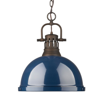 Yep by Golden Lighting Duncan 1-light 14in Chain Hung Pendant in Rubbed Bronze and Navy Blue shade (36|3602-L RBZ-NVY)