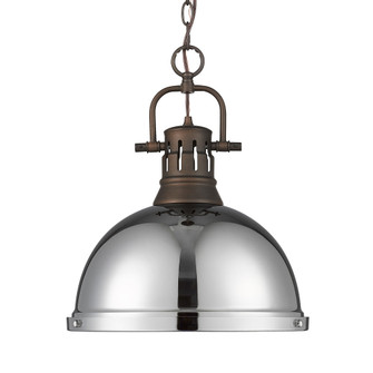 Yep by Golden Lighting Duncan 1-light 14in Chain Hung Pendant in Rubbed Bronze and Chrome shade (36|3602-L RBZ-CH)