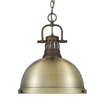Yep by Golden Lighting Duncan 1-light 14in Chain Hung Pendant in Rubbed Bronze and Aged Brass shade (36|3602-L RBZ-AB)