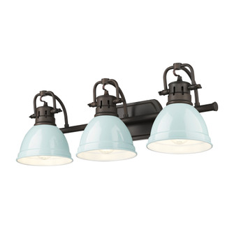 Yep by Golden Lighting Duncan 3-light Vanity in Rubbed Bronze and Seafoam shade (36|3602-BA3 RBZ-SF)