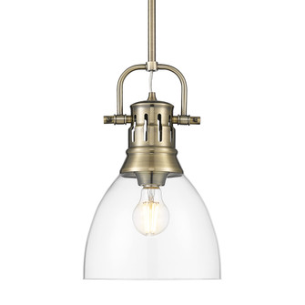 Yep by Golden Lighting Duncan 1-light 9in rod hung Pendant in Aged Brass and Clear Glass (36|3604-S AB-CLR)