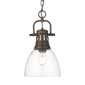 Yep by Golden Lighting Duncan 1-light 9in chain hung Pendant in Rubbed Bronze and Clear Glass (36|3602-S RBZ-CLR)