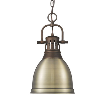 Yep by Golden Lighting Duncan 1-light 9in Chain Hung Pendant in Rubbed Bronze and Aged Brass shade (36|3602-S RBZ-AB)