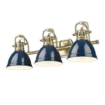Yep by Golden Lighting Duncan 3-light Vanity in Aged Brass and Navy Blue shade (36|3602-BA3 AB-NVY)