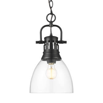 Yep by Golden Lighting Duncan 1-light 9in chain hung Pendant in Matte Black and Clear Glass (36|3602-S BLK-CLR)
