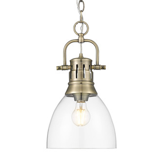 Yep by Golden Lighting Duncan 1-light 9in chain hung Pendant in Aged Brass and Clear Glass (36|3602-S AB-CLR)