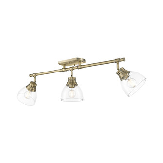 Yep by Golden Lighting Duncan 3-light Semi-Flush Mount in Aged Brass and Clear Glass (36|3602-3SF AB-CLR)