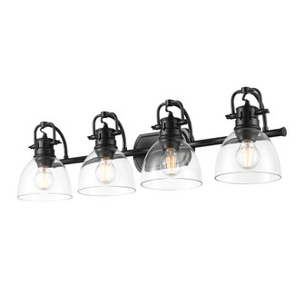 Yep by Golden Lighting Duncan 4-light Vanity in Matte Black and Clear Glass (36|3602-BA4 BLK-CLR)