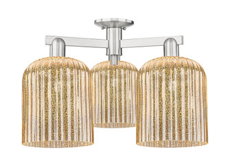 Bridal Veil - 3 Light - 26 inch - Brushed Satin Nickel - Semi-Flush Mount (3442|716-3F-SN-G559-8ME)