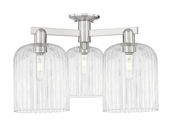 Bridal Veil - 3 Light - 26 inch - Brushed Satin Nickel - Semi-Flush Mount (3442|716-3F-SN-G559-8CL)