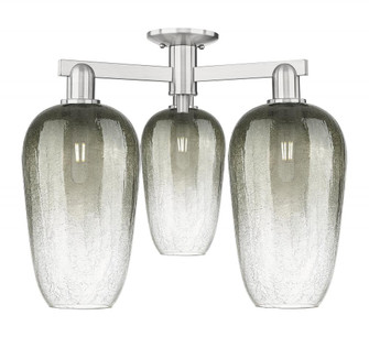 Brookhaven Flute - 3 Light - 6 inch - Brushed Satin Nickel - Semi-Flush Mount (3442|716-3F-SN-G484-7SL)