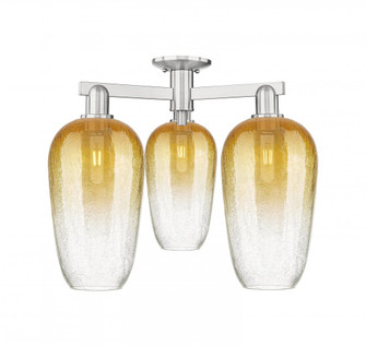 Brookhaven Flute - 3 Light - 6 inch - Brushed Satin Nickel - Semi-Flush Mount (3442|716-3F-SN-G484-7AM)