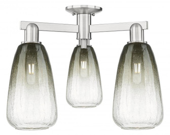 Brookhaven Almond - 3 Light - 6 inch - Brushed Satin Nickel - Semi-Flush Mount (3442|716-3F-SN-G480-6SL)
