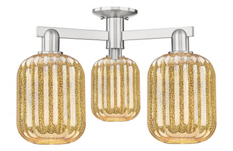 Preston Cylinder - 3 Light - 6 inch - Brushed Satin Nickel - Semi-Flush Mount (3442|716-3F-SN-G460-7ME)