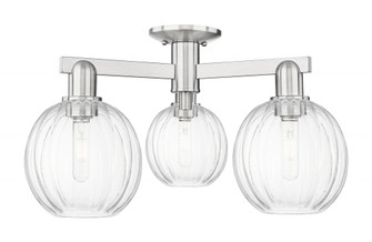 Preston Globe - 3 Light - 6 inch - Brushed Satin Nickel - Semi-Flush Mount (3442|716-3F-SN-G458-7CL)