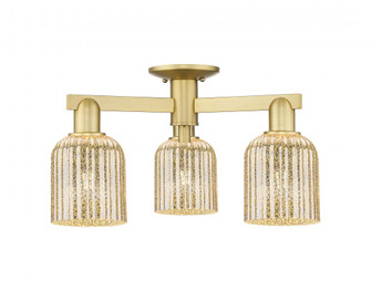 Bridal Veil - 3 Light - 6 inch - Satin Gold - Semi-Flush Mount (3442|716-3F-SG-G559-5ME)