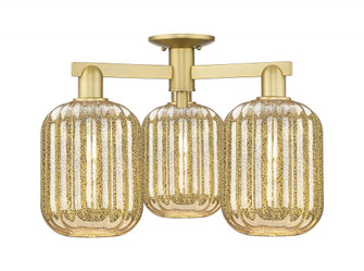 Preston Cylinder - 3 Light - 6 inch - Satin Gold - Semi-Flush Mount (3442|716-3F-SG-G460-7ME)