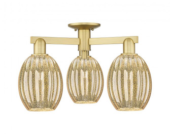 Preston Bulb - 3 Light - 6 inch - Satin Gold - Semi-Flush Mount (3442|716-3F-SG-G459-6ME)