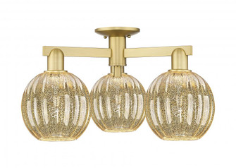 Preston Globe - 3 Light - 6 inch - Satin Gold - Semi-Flush Mount (3442|716-3F-SG-G458-7ME)
