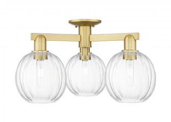 Preston Globe - 3 Light - 6 inch - Satin Gold - Semi-Flush Mount (3442|716-3F-SG-G458-7CL)